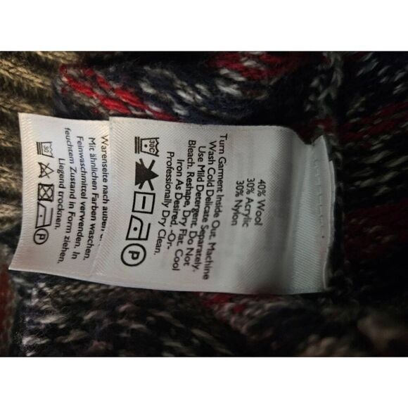 Eddie Bauer mens crew neck gray/ navy/red wool blend sweater. Size L. - Picture 4 of 4